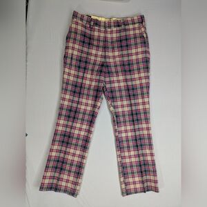 Vintage Thomson Pants Mens 36x31 Disco Mod Hippie 60s 70s Plaid Wide Leg Read*